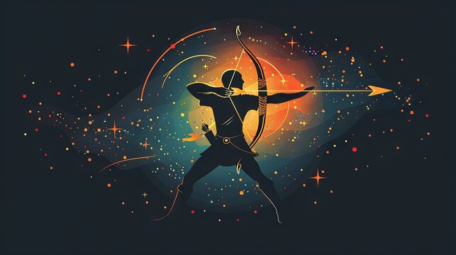 Sagittarius, as an astrological symbol, represents the zodiac sign and horoscope, depicted as an esoteric celestial sticker