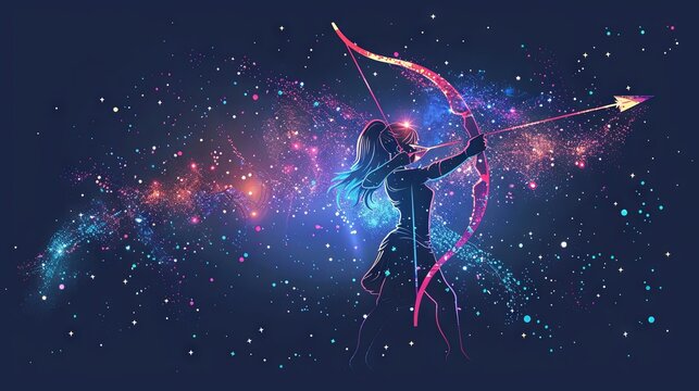Sagittarius, as an astrological symbol, represents the zodiac sign and horoscope, depicted as an esoteric celestial sticker