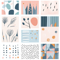 Fototapeta premium Minimalist Scandinavian patterns in pastel colors