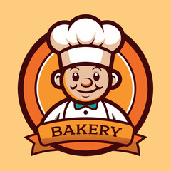 logo of a bakery, bakery, with the image of a chef in warm colors