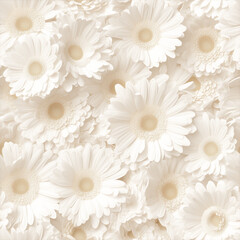 アニメ風の白のガーベラのテクスチャパターン