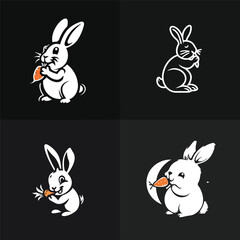 Rabbit eat carrot logo design vector illustration