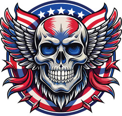 Skull with american flag illustration