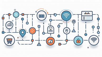 Fototapeta premium Technology Network Diagram with Icons and Connections..