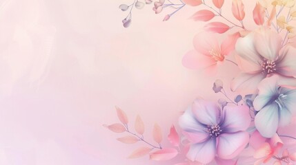 Fototapeta premium A soft and delicate floral design featuring pastel-colored flowers and leaves, evoking a sense of tranquility and beauty.