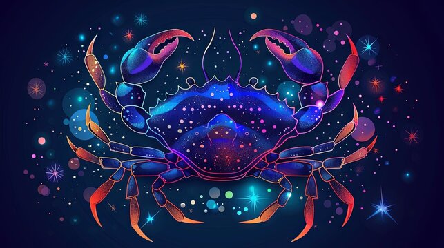 Cancer astrological icon, representing the zodiac sign and horoscope, designed as an esoteric celestial symbol