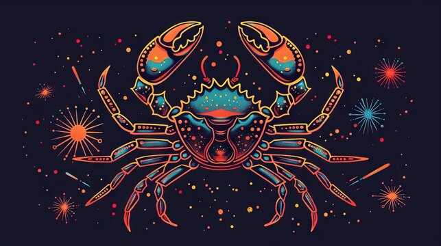 Cancer astrological icon, representing the zodiac sign and horoscope, designed as an esoteric celestial symbol