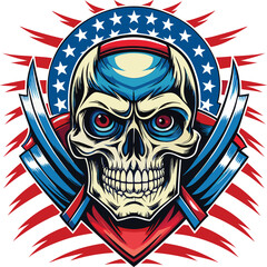 Skull with american flag illustration