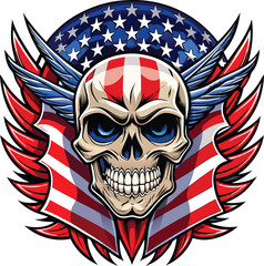 Skull with american flag illustration