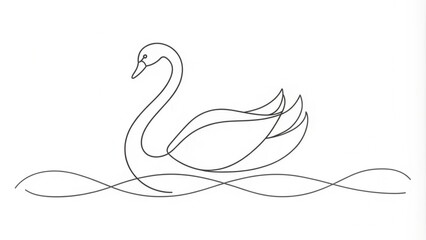 Fototapeta premium Continuous Line Drawing of a Swan in Minimalist Style