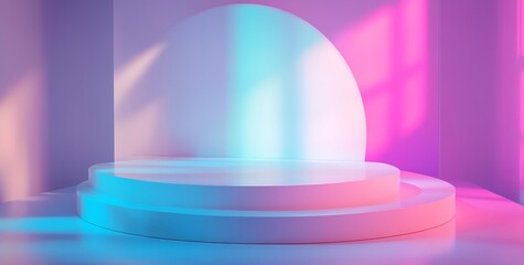 Obraz premium An airy widescreen minimalistic white and light blue architectural background banner with tilted columns.