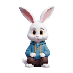 A sad cartoon character, a droopy-eared rabbit with tears in its eyes, sitting alone with a downcast expression.