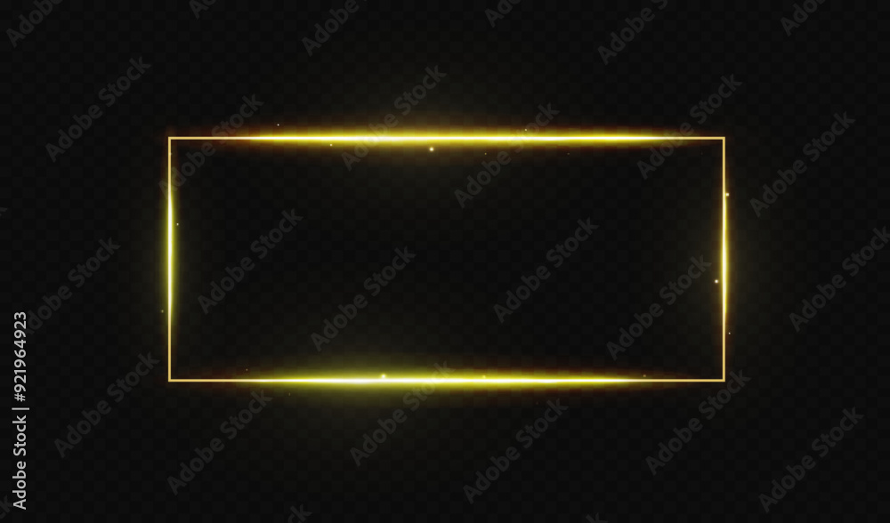 Wall mural rectangular frame with light effects. golden frame.vector illustration, eps