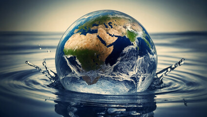 The world inside a glass tube with a rich natural background. AI generated