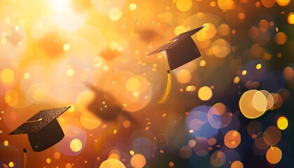 Bokeh background with graduation cap. conveying happiness or achievement