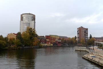View from the High bridge on the Staraya Pregolya River in Kaliningrad