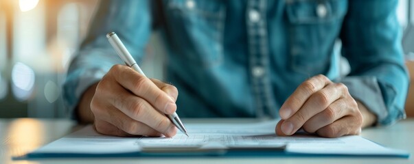 Closeup of hand signing document
