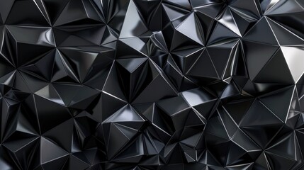Abstract material wallpaper background. Material pattern. Abstract black background with many triangles. Abstract 3D rendering of black polygon background.