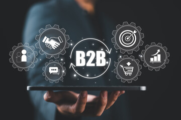 B2B Marketing Concept, Business to Business, e-commerce, institutional sales, Business Company Commerce Technology digital Marketing, supply chain, business action plan Strategy, Sales optimization.