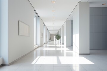 Obraz premium Modern office hallway architecture corridor building.