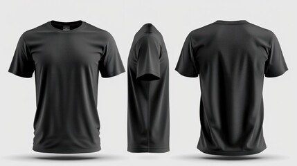 black blank t-shirt template mockup, man half sleeve fashion design, high quality. Isolated on a transparent background. PNG