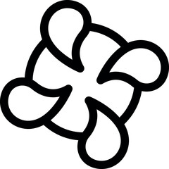 Abstract icon of a five blades turbine rotating clockwise