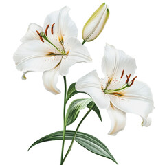 PNG White lilies blooming in spring garden