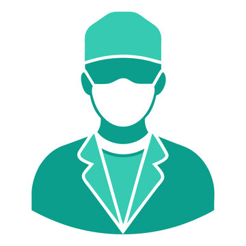 teal doctor avatar wearing mask clip art preview