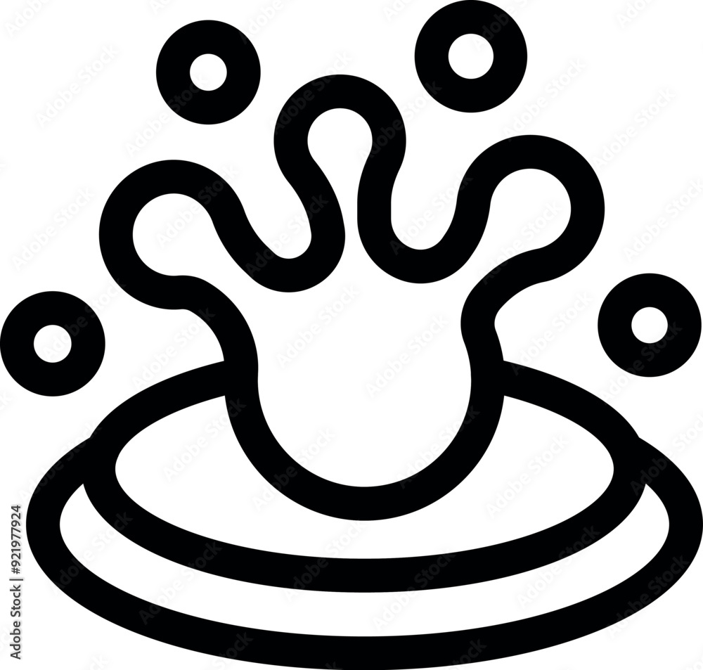 Poster simple vector icon of a splash with liquid dropping in a puddle, creating ripples