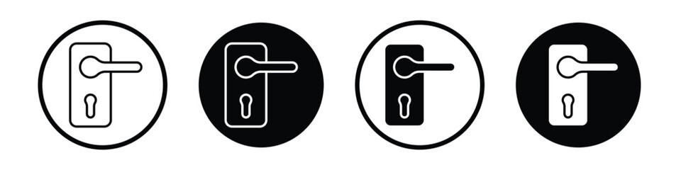 Doorknob vector icon set black filled and outlined style.