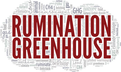 Fototapeta premium Rumination Greenhouse word cloud conceptual design isolated on white background.