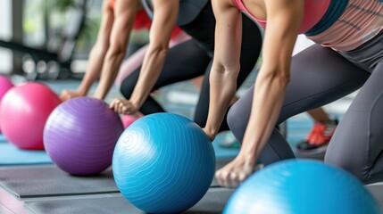 Naklejka premium Exercise: Regular activities like jogging, yoga, or gym workouts focused on maintaining fitness, health, and overall well-being, essential for a healthy lifestyle. 