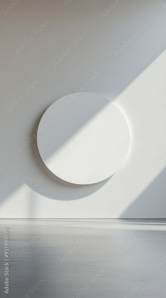 Canvas Prints Minimal gallery with a round frame illuminated by sunlight