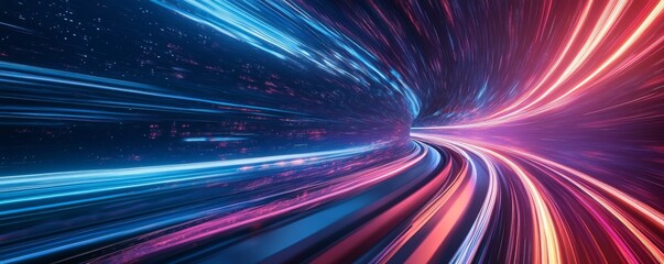 Abstract light speed tunnel effect traveling through cyberspace