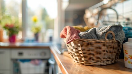 Obraz premium Household Chores: Regular duties including cleaning, laundry, and organizing that are vital for keeping the home orderly and functional for everyday living. 