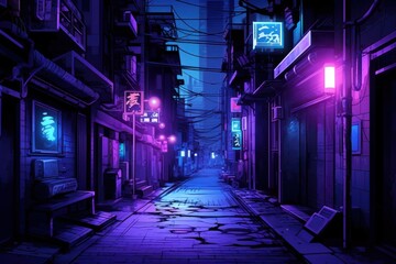 Fototapeta premium Dark alley architecture building street.