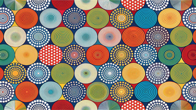 The wallpaper consists of a repeating series of interlocking circles and diamond shapes