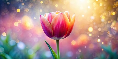 Obraz premium Dreamy tulip flower in soft bokeh light , tulip, flower, dreamy, romantic, soft, light, bokeh, nature, garden, spring