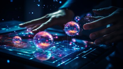 Augmented reality education  interactive learning with cosmos hologram display on classroom tablet