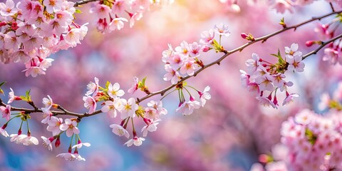 Naklejka premium Cherry blossoms swaying in the wind slowly , sakura, flower, slow, wind, sway, beauty, nature, pink, bloom, Japanese, season
