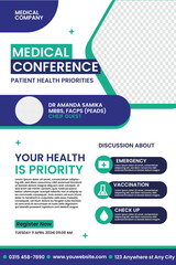 Medical Health Conference Poster Design, Medical Workshop, symposium Vector