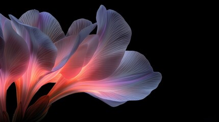 Vibrant Freesia Petals Illuminated on Black Background
