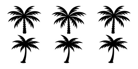 Palm tree logo icons set silhouette vector style illustration