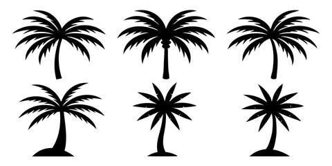 Fototapeta premium Palm tree logo icons set silhouette vector style illustration
