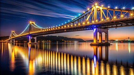 Night view of a stunning illuminated bridge, night, view, bridge, illuminated, cityscape, lights, evening, urban