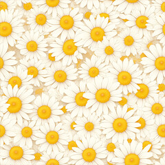 アニメ風の黄色中心のカモミールのテクスチャパターン