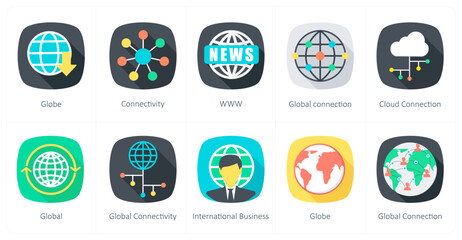 A set of 10 Communication icons as globe, connectivity, www