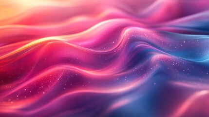 Obraz premium Abstract pink and blue waves flowing with sparkling particles