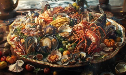 National Seafood Month seafood platter, October 1st