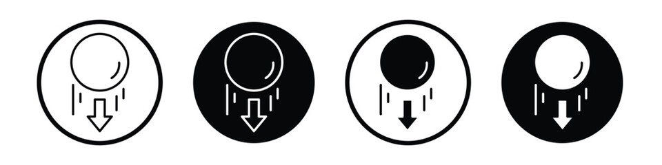 Gravity vector icon set black filled and outlined style.